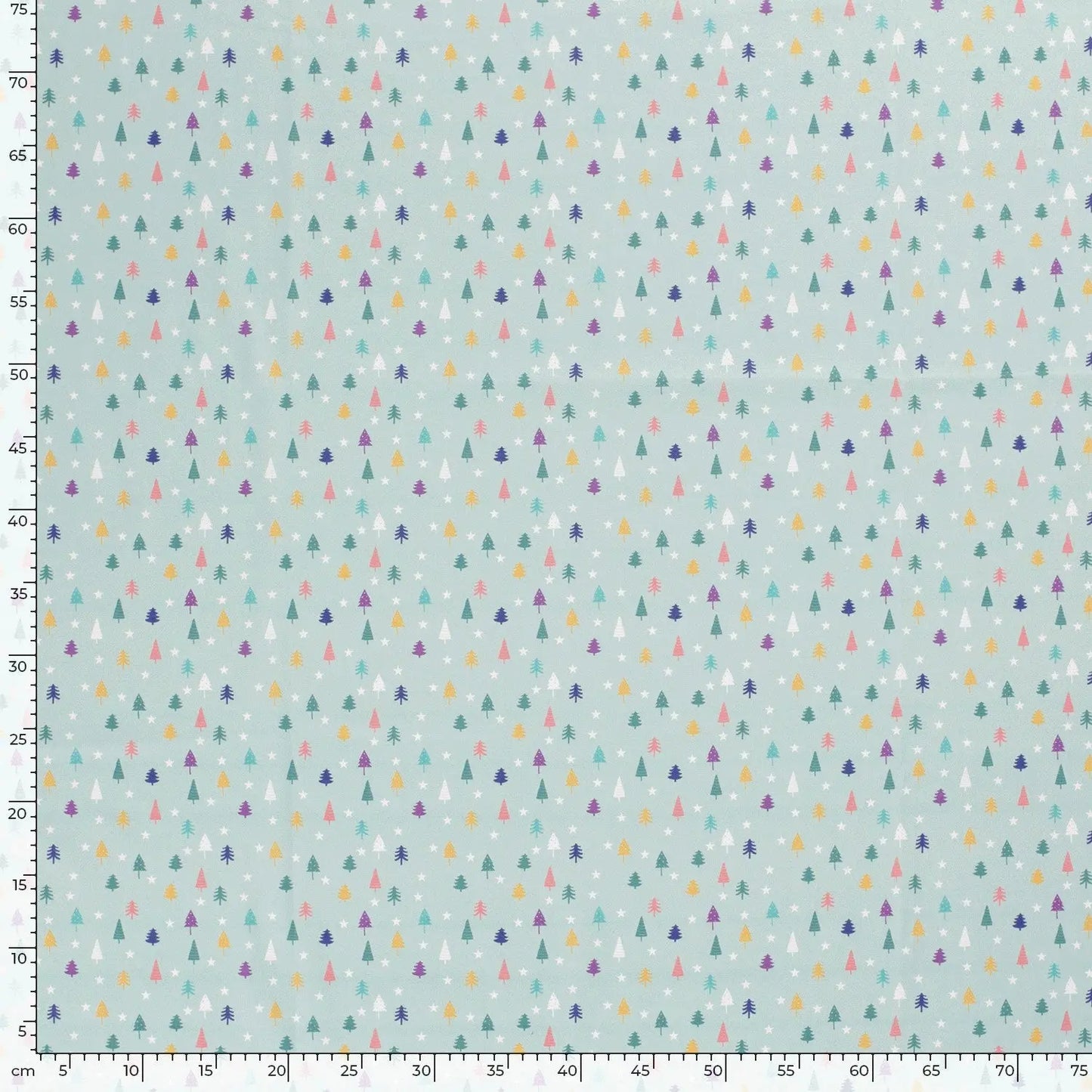 Baumwollstoff Popeline Baumwolle, Weihnachten kleine Tannen - türkis