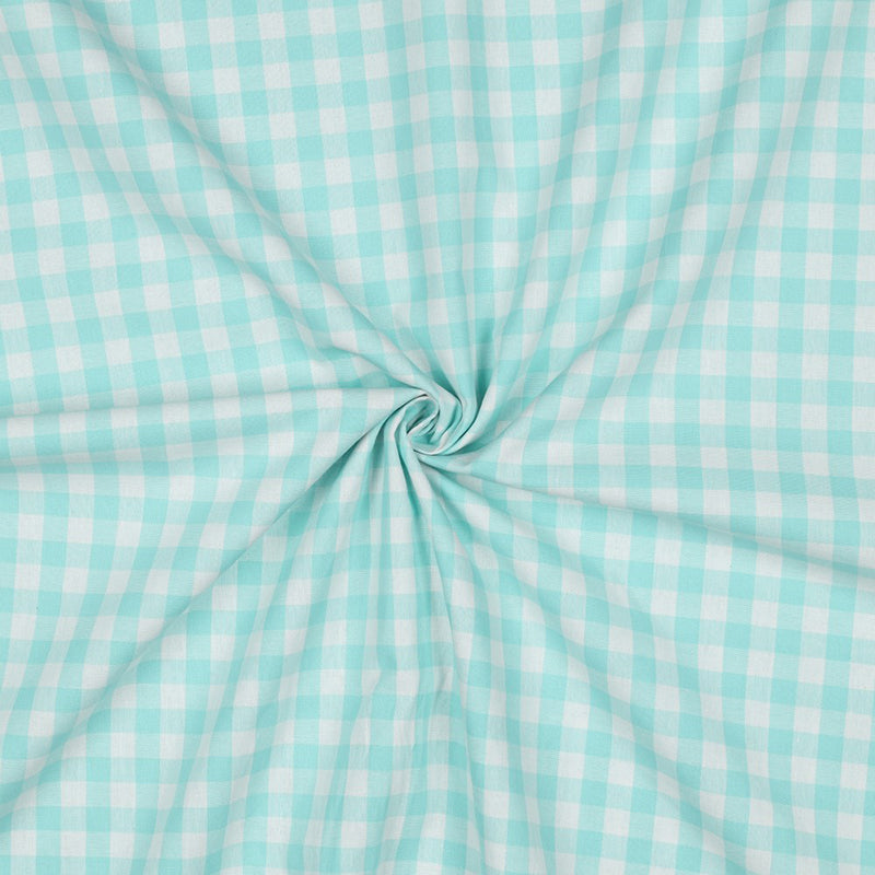 Baumwollstoff kariert mint-weiß, 1 cm