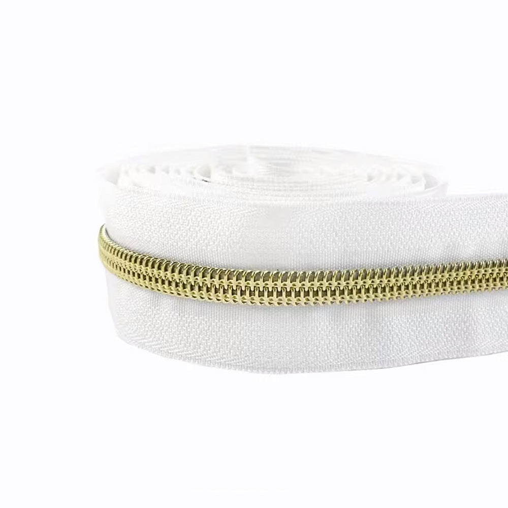 Endlosreißverschluss Meterware, Raupe gold 5 mm