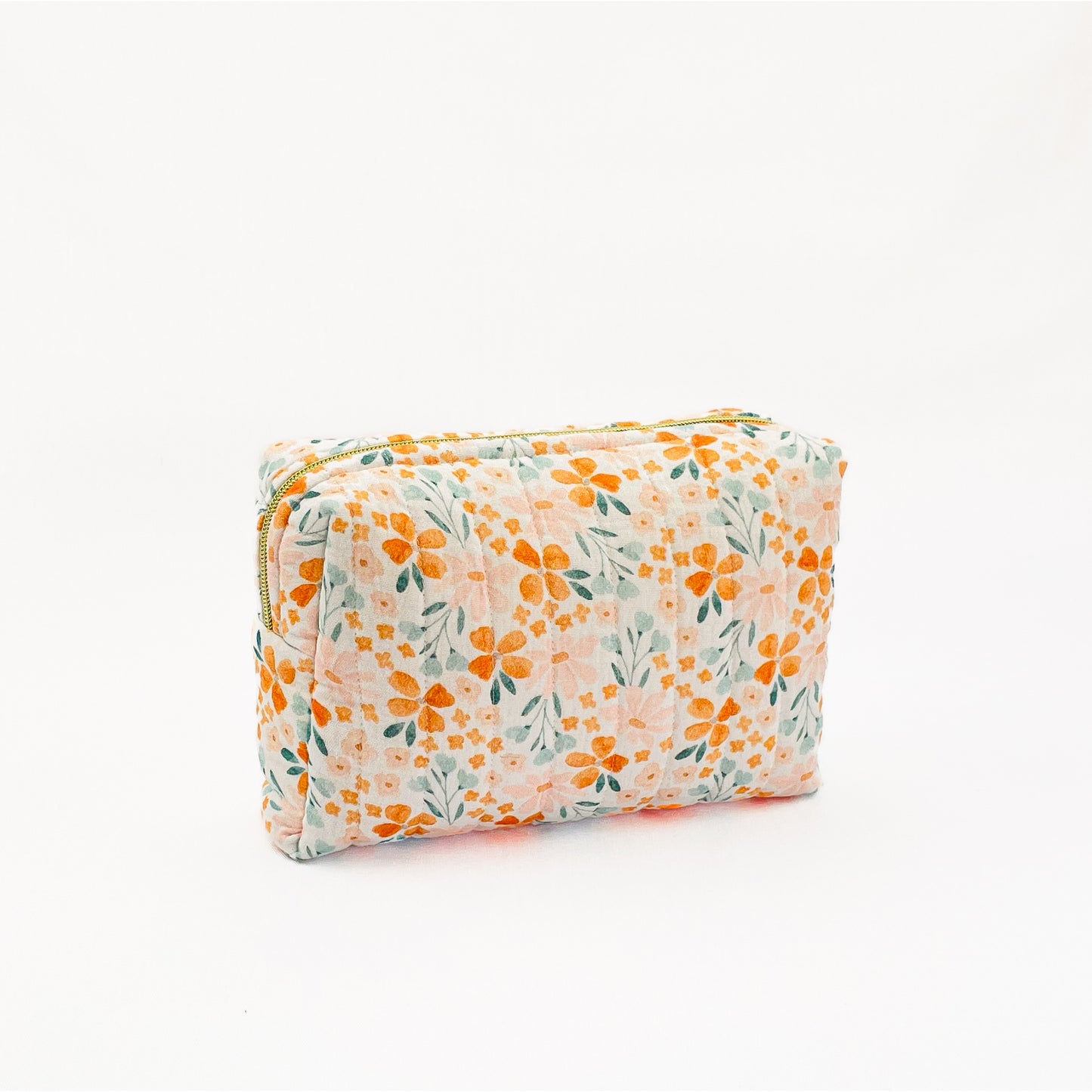 Kulturbeutel aus Musselin Double Gauze helle Blumen