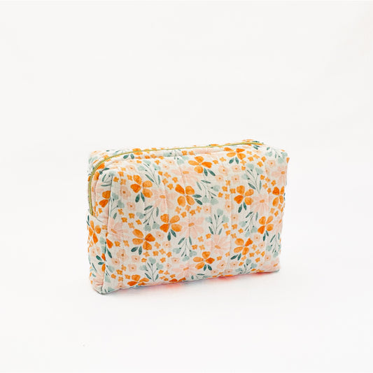 Kulturbeutel aus Musselin Double Gauze helle Blumen