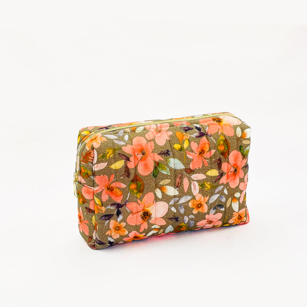 Kulturbeutel aus Musselin Double Gauze mit Blumenmuster