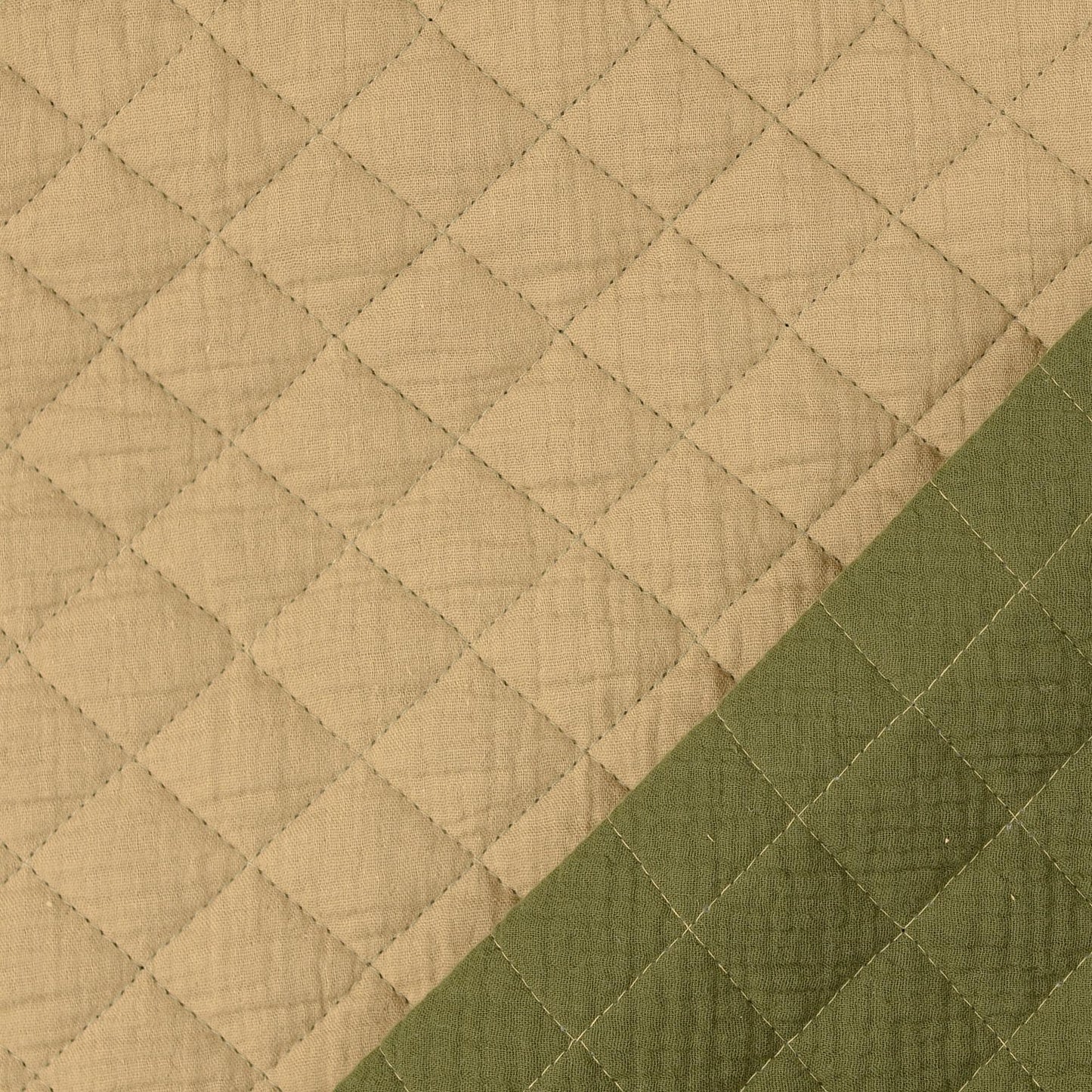 Musselin Double Gauze Stepper Stoff mit Rauten, beige-tanne