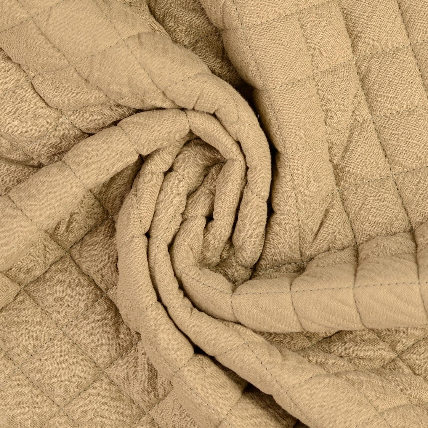 Musselin Double Gauze Stepper Stoff mit Rauten, beige-tanne