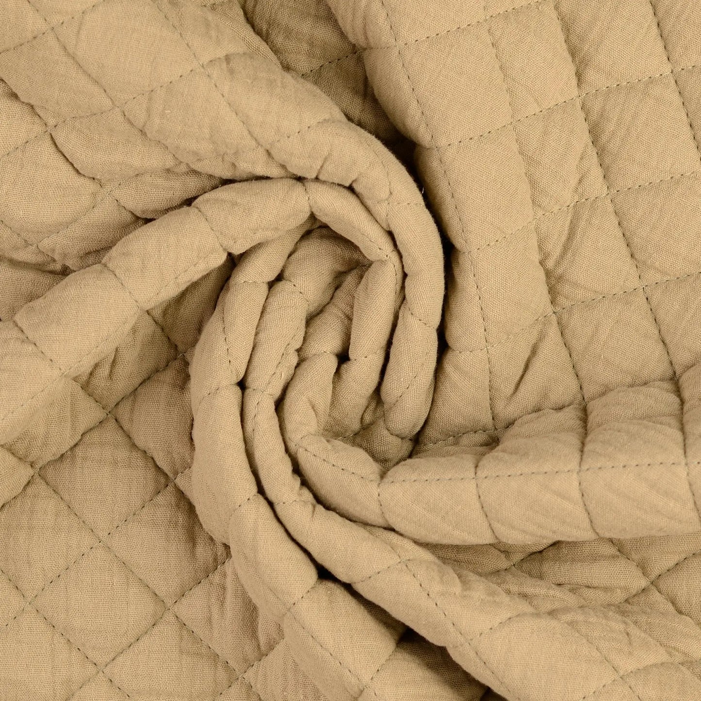 Baumwoll Musselin Double Gauze Stepper Stoff mit Rauten, beige-tanne online kaufen