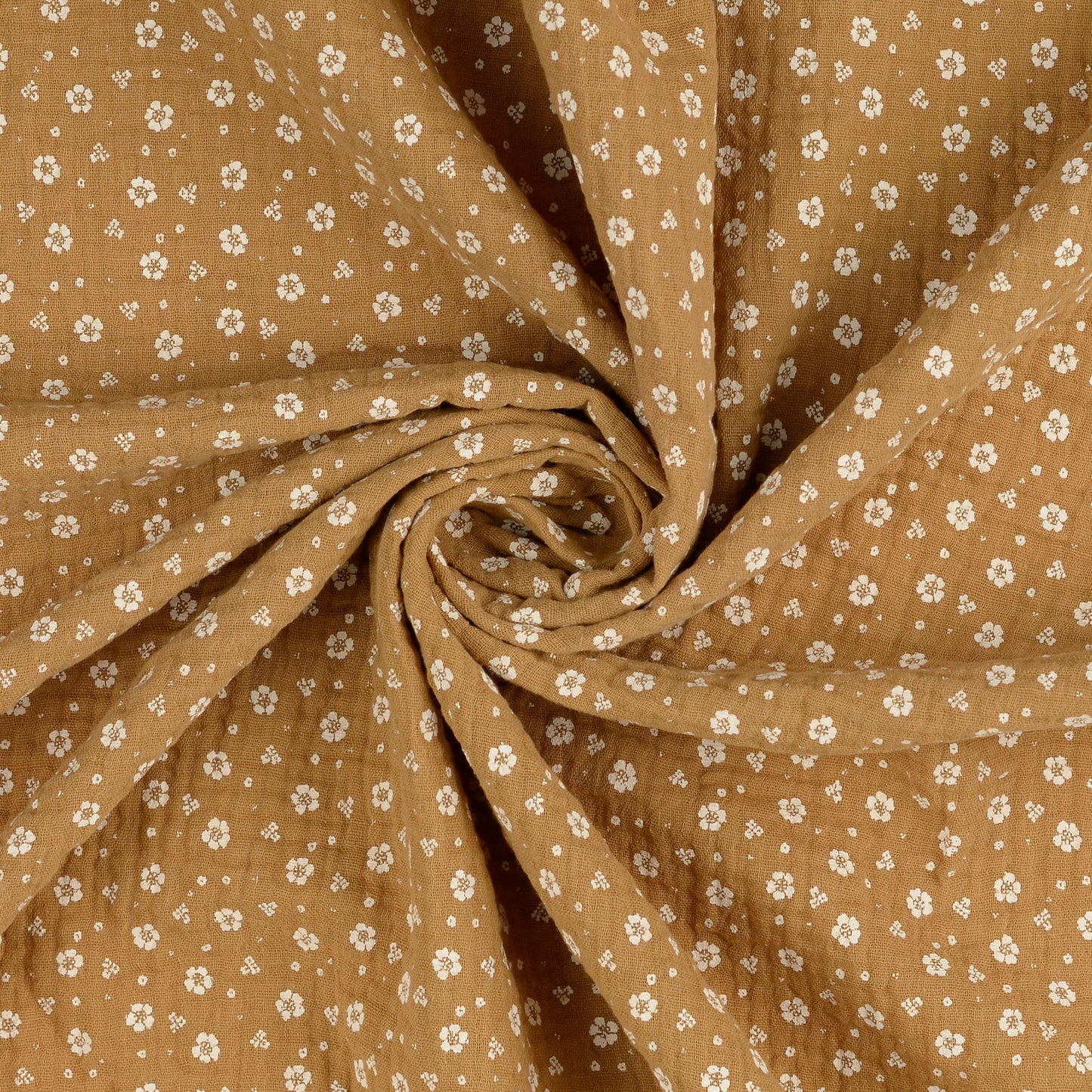 Baumwollstoff Musselin mit kleinen Blümchen Meterware in Beige