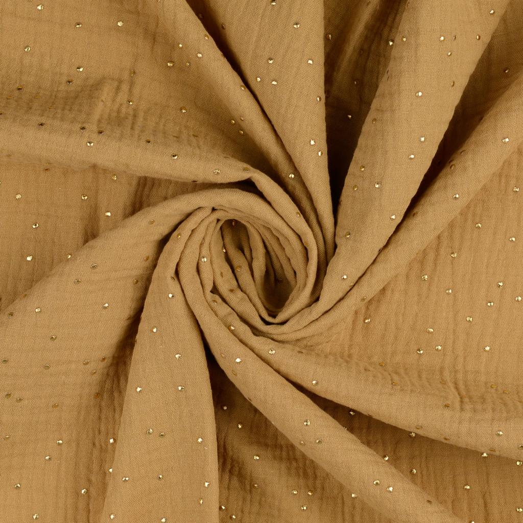 Aufbewahrung aus Musselin Double Gauze mit goldenen Punkten beige