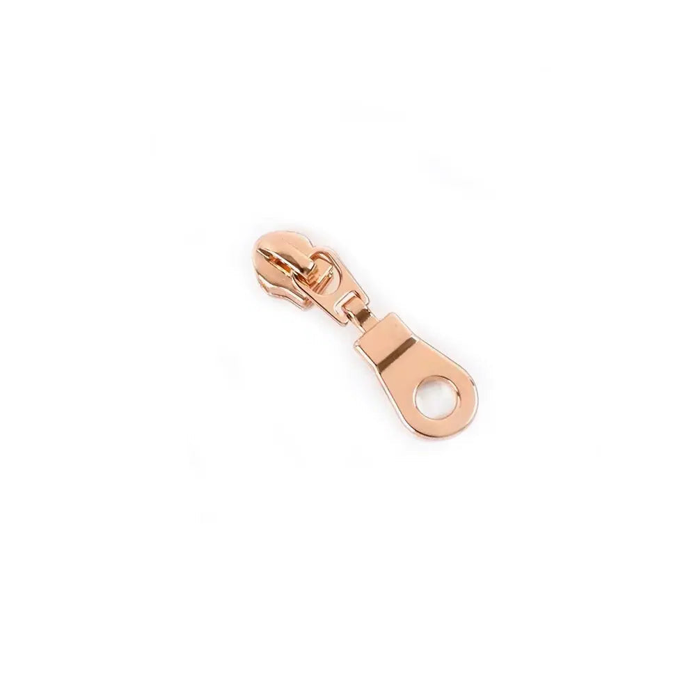 Reißverschluss Zipper Schieber Gr. 5 aus Edelstahl in Rosé, 5 Stück, geeignet für Endlosreißverschluss mit 5 mm Raupe