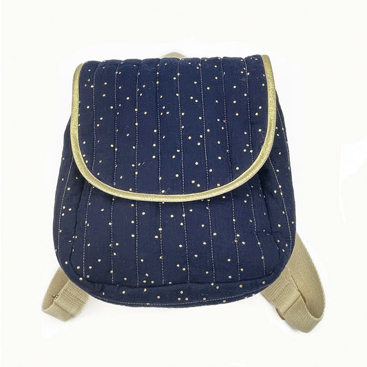 Rucksack aus Musselin Double Gauze goldene Punkte