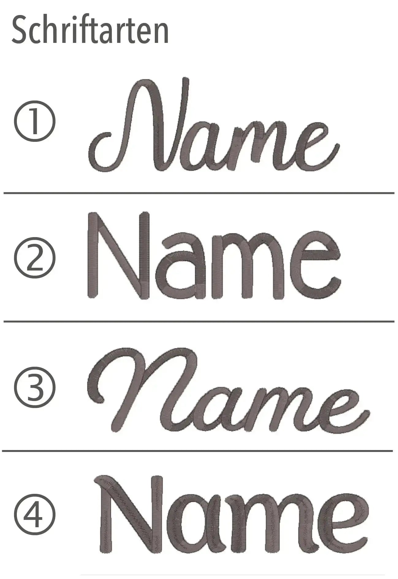 Vier verschiedene Schriftarten stehen zur Auswahl