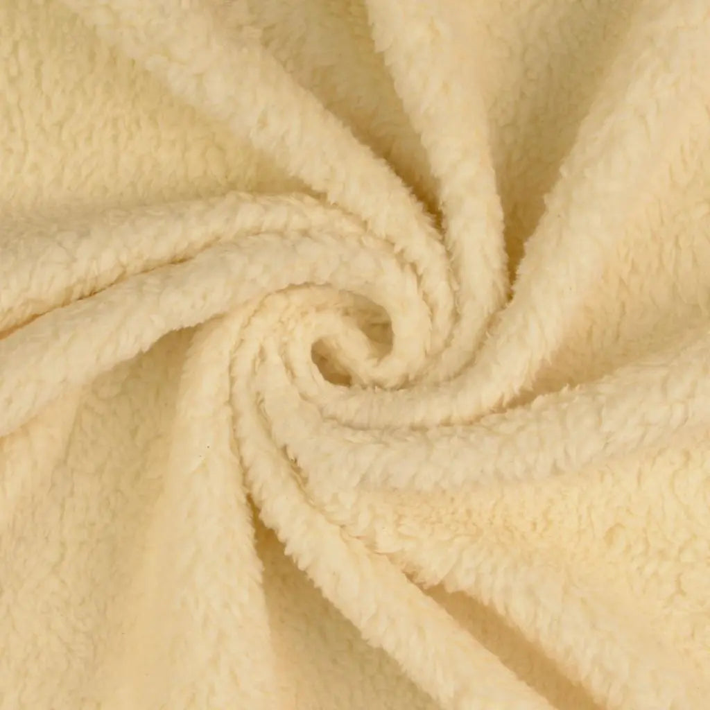 Teddyplüsch Baumwoll Krimmer natur als Meterware – weicher, flauschiger Stoff in Naturfarbe