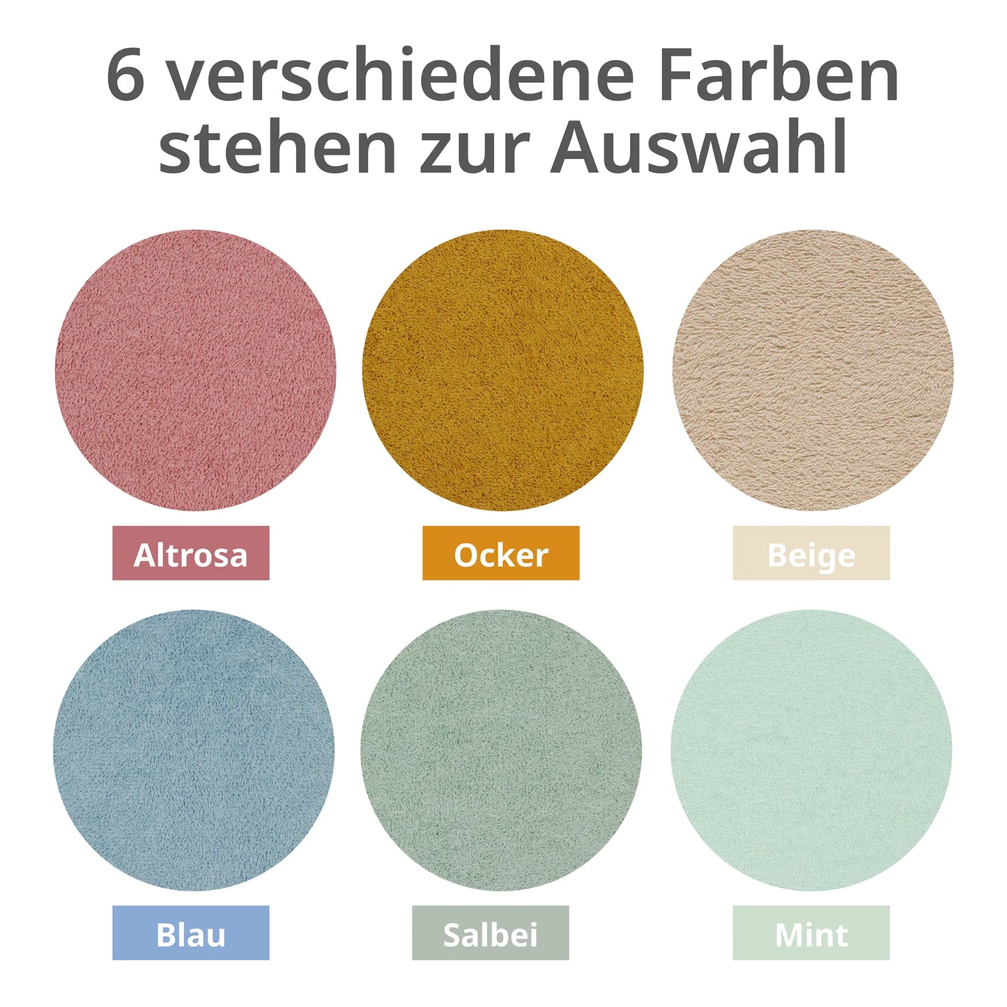 Baby-Kapuzenhandtücher in sechs verschiedenen Farben – Altrosa, Ocker, Beige, Blau, Salbei und Mint – mit karierter Einfassung zur Auswahl