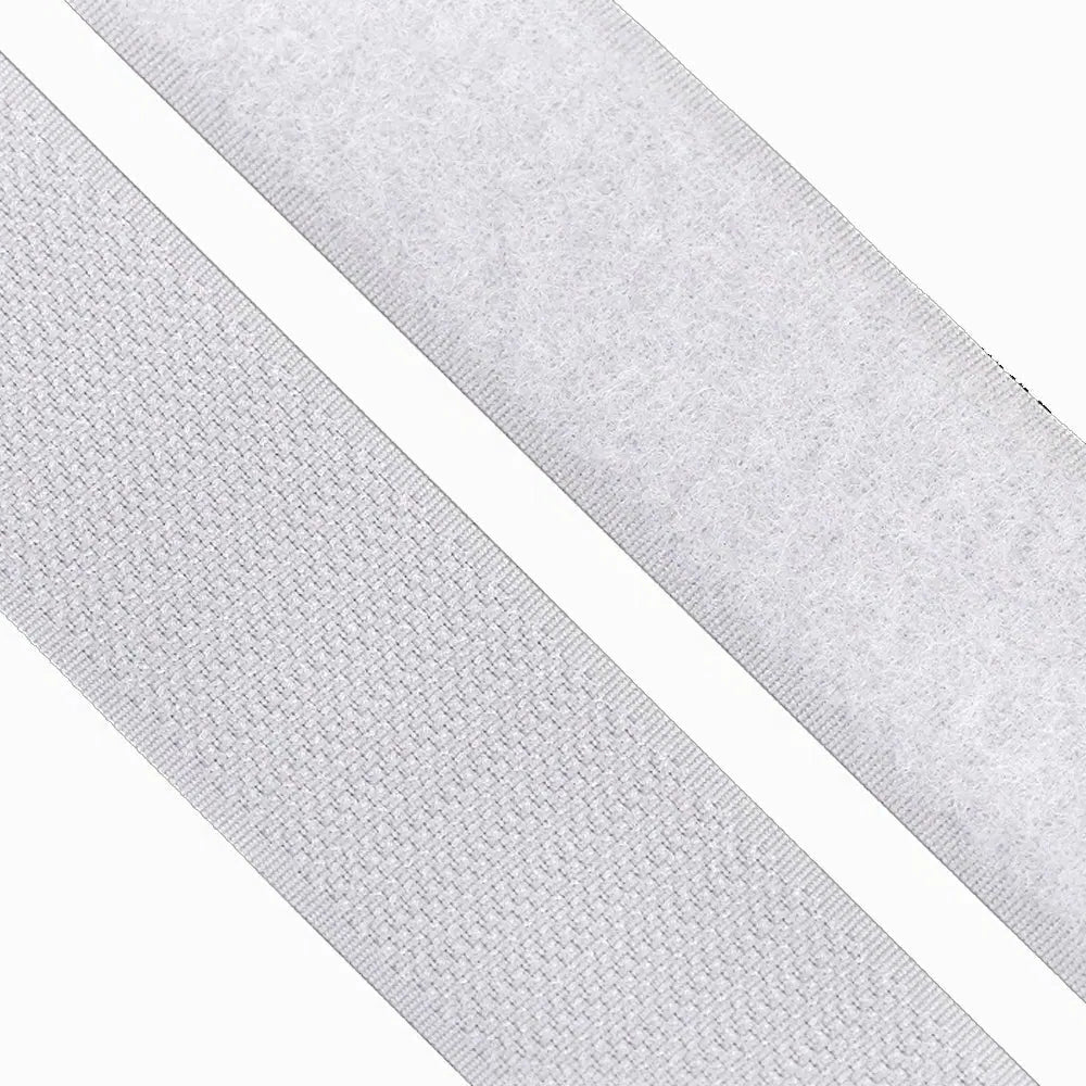 Weißes Klettband 30 mm breit mit Haken- und Flauschseite zum Annähen