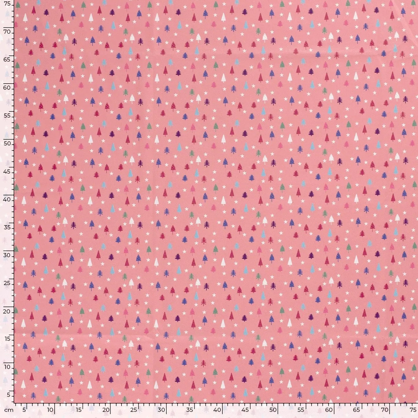 Baumwollstoff Popeline mit weihnachtlichen Motiv Tanne in Rosa mit Meterangaben