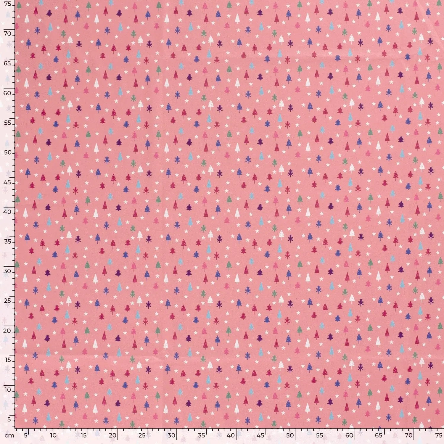 Baumwollstoff Popeline mit weihnachtlichen Motiv Tanne in Rosa mit Meterangaben