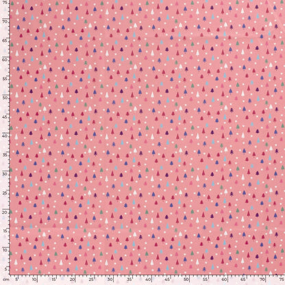 Baumwollstoff Popeline mit weihnachtlichen Motiv Tanne in Rosa mit Meterangaben