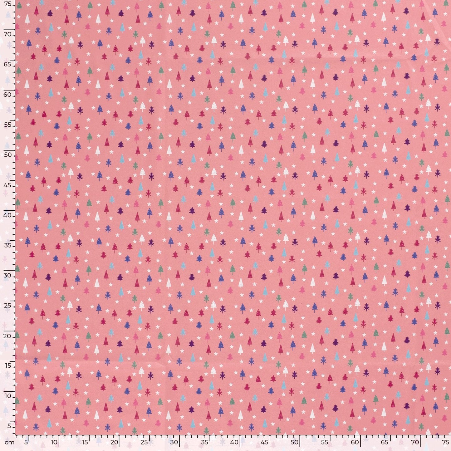Baumwollstoff Popeline Baumwolle, Weihnachten kleine Tannen - rosa