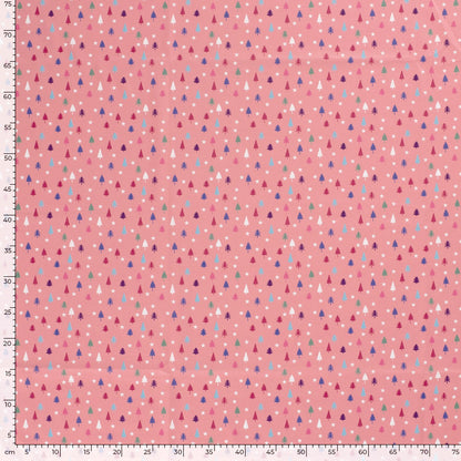 Baumwollstoff Popeline Baumwolle, Weihnachten kleine Tannen - rosa