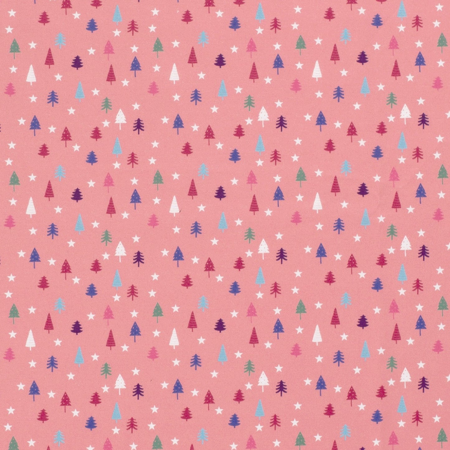 Baumwollstoff Popeline Baumwolle, Weihnachten kleine Tannen - rosa