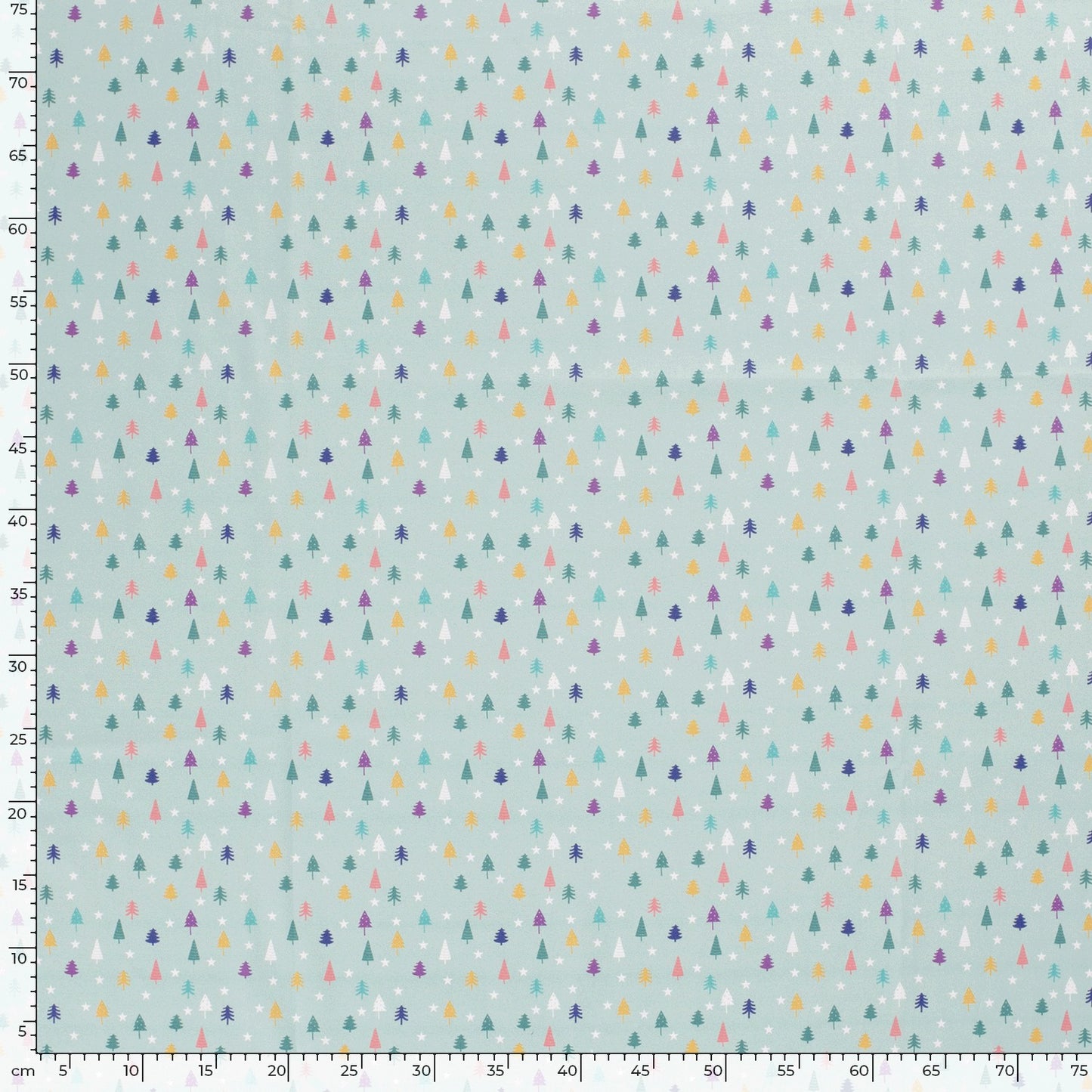 Baumwollstoff Popeline Baumwolle, Weihnachten kleine Tannen - türkis