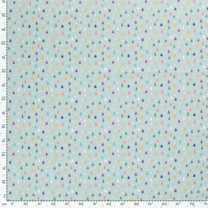 Baumwollstoff Popeline Baumwolle, Weihnachten kleine Tannen - türkis