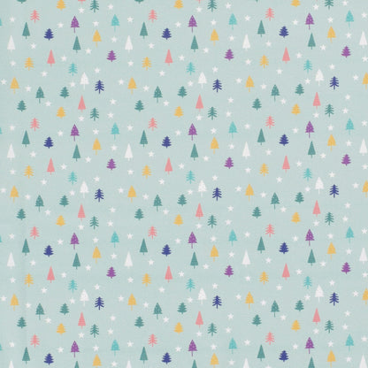 Baumwollstoff Popeline Baumwolle, Weihnachten kleine Tannen - türkis