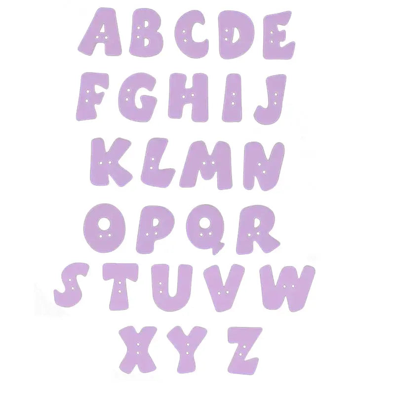 Buchstabenknopf 18 mm aus Kunststoff in Flieder – Alphabet A–Z, 2-Loch Knopf für Kinderkleidung und DIY-Projekte