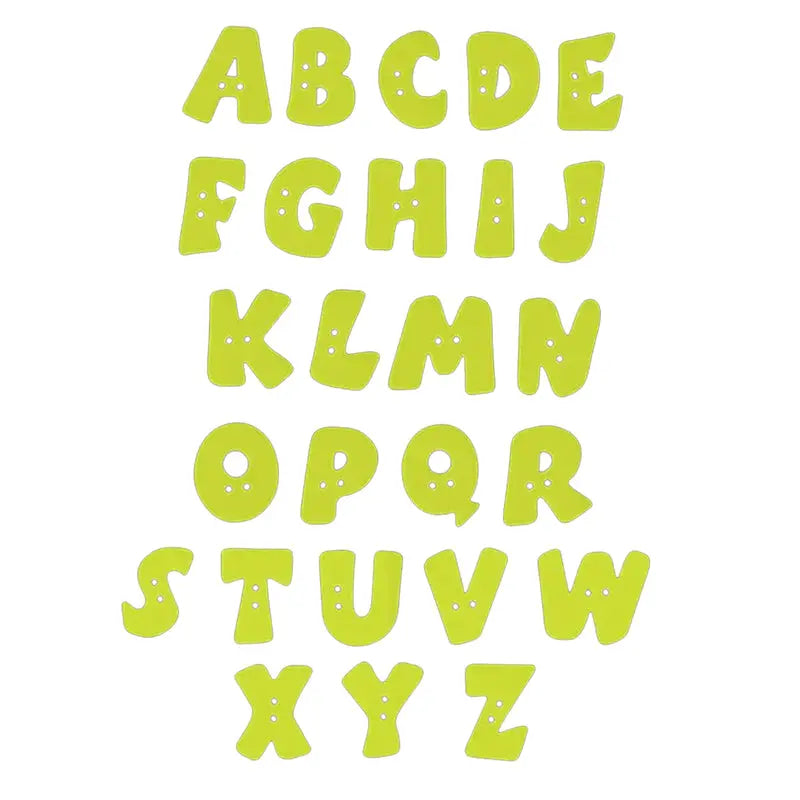 Buchstabenknopf 18 mm aus Kunststoff in Hellgrün – Alphabet A–Z, 2-Loch Knopf für Kinderkleidung und DIY-Projekte