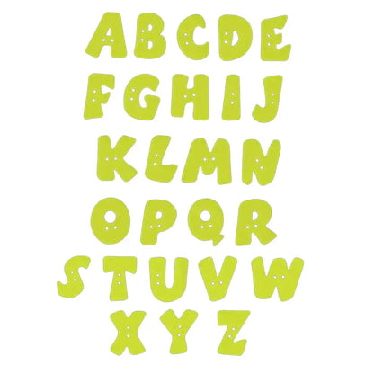 Buchstabenknopf 18 mm aus Kunststoff in Hellgrün – Alphabet A–Z, 2-Loch Knopf für Kinderkleidung und DIY-Projekte
