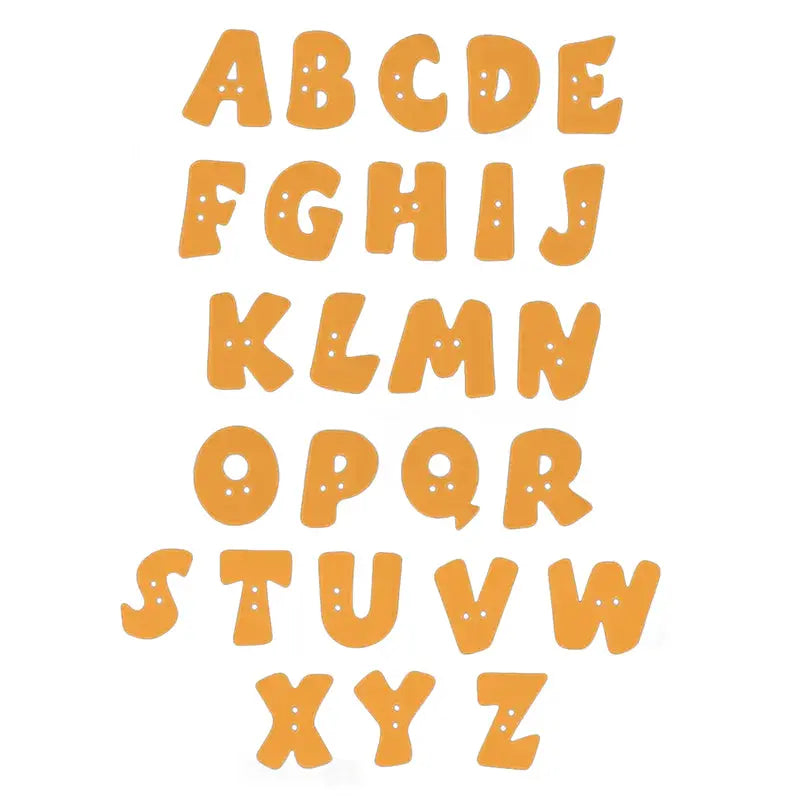 Buchstabenknopf 18 mm aus Kunststoff in Orange – Alphabet A–Z, 2-Loch Knopf für Kinderkleidung und DIY-Projekte