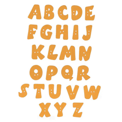 Buchstabenknopf 18 mm aus Kunststoff in Orange – Alphabet A–Z, 2-Loch Knopf für Kinderkleidung und DIY-Projekte