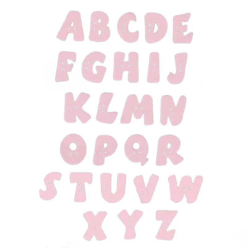 Buchstabenknopf 18 mm aus Kunststoff in Rosa – Alphabet A–Z, 2-Loch Knopf für Kinderkleidung und DIY-Projekte
