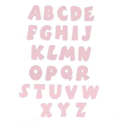 Buchstabenknopf 18 mm aus Kunststoff in Rosa – Alphabet A–Z, 2-Loch Knopf für Kinderkleidung und DIY-Projekte