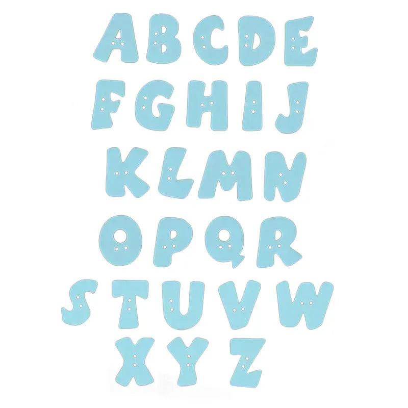 Buchstabenknopf 18 mm aus Kunststoff in Hellblau – Alphabet A–Z, 2-Loch Knopf für Kinderkleidung und DIY-Projekte
