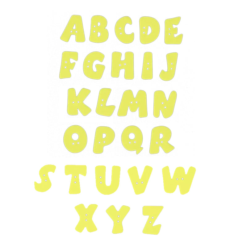Buchstabenknopf 18 mm aus Kunststoff in Hellgelb – Alphabet A–Z, 2-Loch Knopf für Kinderkleidung und DIY-Projekte