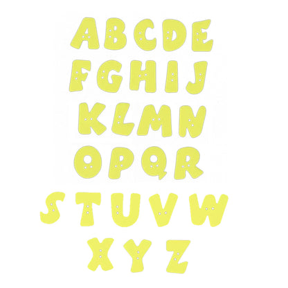 Buchstabenknopf 18 mm aus Kunststoff in Hellgelb – Alphabet A–Z, 2-Loch Knopf für Kinderkleidung und DIY-Projekte