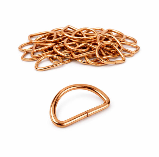D-Ringe aus Metall in Roségold – 32 mm Innenbreite, ideal für 30 mm Gurtband bei Taschen und DIY-Projekten.