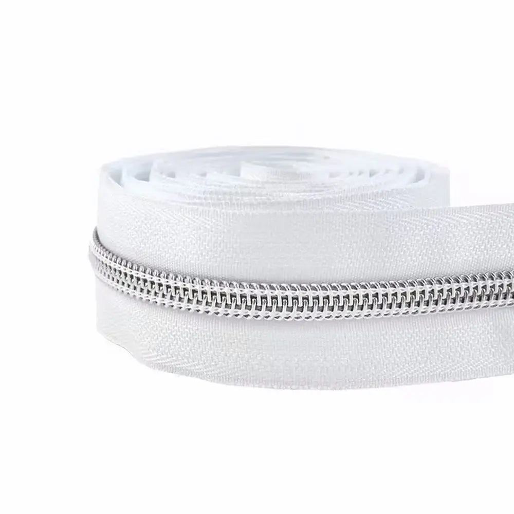 Endlosreißverschluss 5 Meter silber mit 5 mm Raupe für Taschen und Nähprojekte