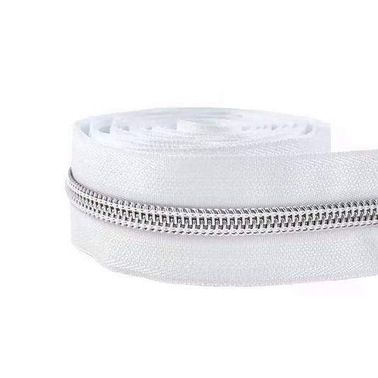 Endlosreißverschluss 5 Meter silber mit 5 mm Raupe für Taschen und Nähprojekte