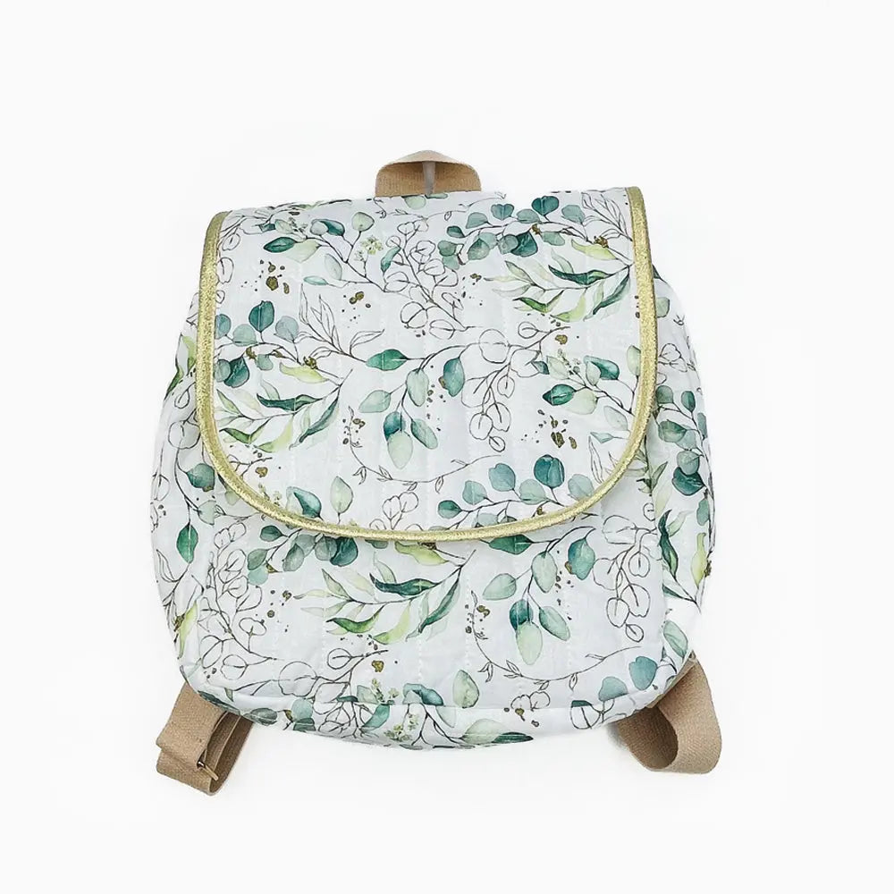 Kinderrrucksack aus Baumwoll Popeline  mit Eukalyptusmuster für Kinder, 100% handgemacht in Cottbus, jetzt online kaufen