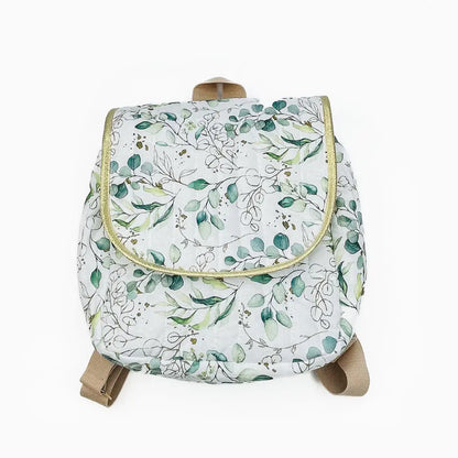 Kinderrrucksack aus Baumwoll Popeline  mit Eukalyptusmuster für Kinder, 100% handgemacht in Cottbus, jetzt online kaufen
