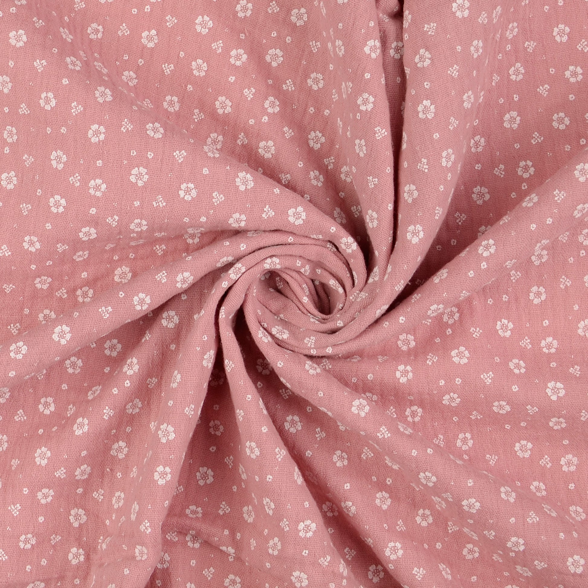 Baumwollstoff Musselin mit kleinen Blümchen Meterware in Rosa