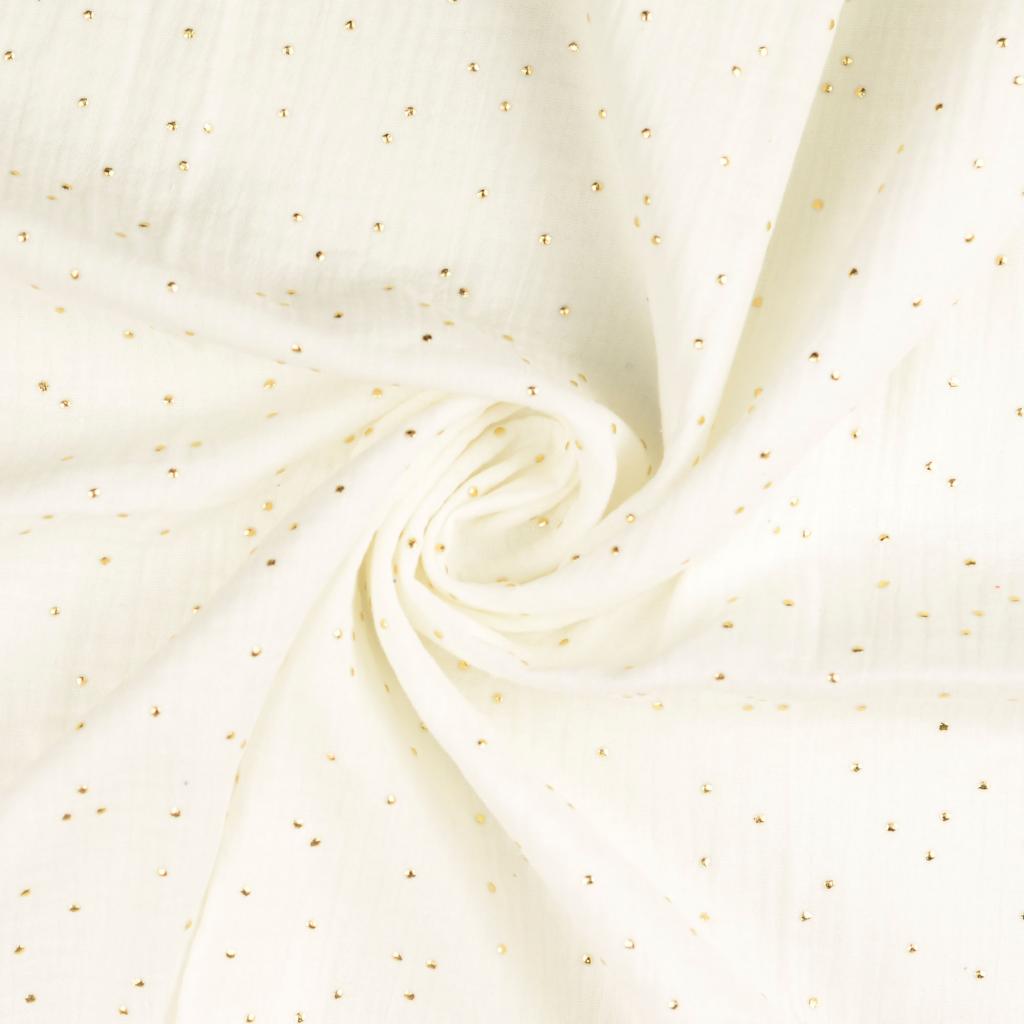 Aufbewahrung aus Musselin Double Gauze mit goldenen Punkten weiss 