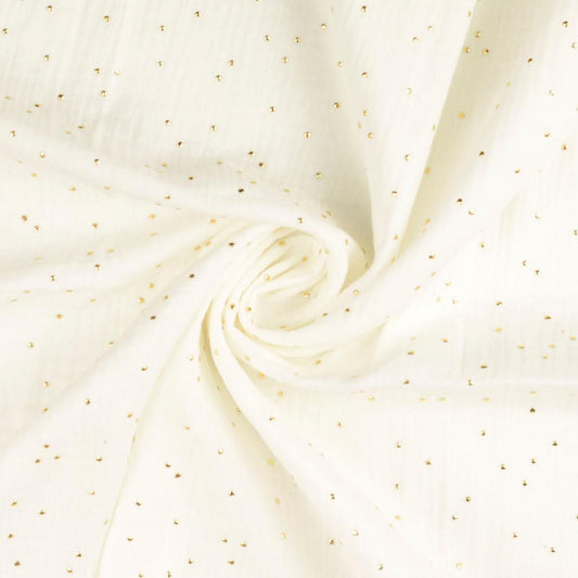 Aufbewahrung aus Musselin Double Gauze mit goldenen Punkten weiss 