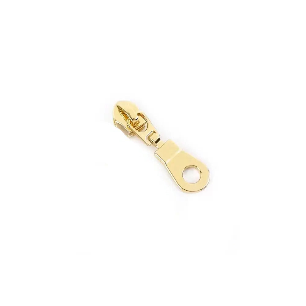 Reißverschluss Zipper Schieber Gr. 5 aus Edelstahl in Hellgold, 5 Stück, geeignet für Endlosreißverschluss mit 5 mm Raupe