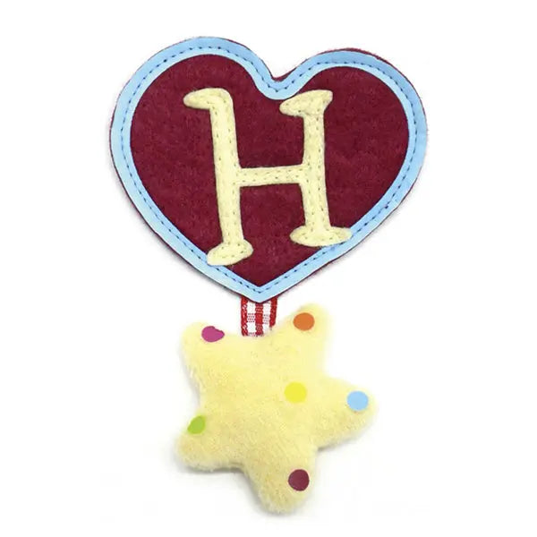 Dushi Stoffbuchstabe H in vielen unterschiedlichen Farben, aus Baumwolle, mit Schlaufe zum Annähen oder Aufhängen, ca. 7 x 10 cm