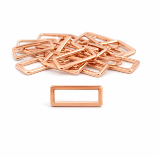 Rechteckiger Vierkantring aus Metall in Roségold, 38 mm, geeignet für 30 mm breites Gurtband für Taschen und Nähprojekte