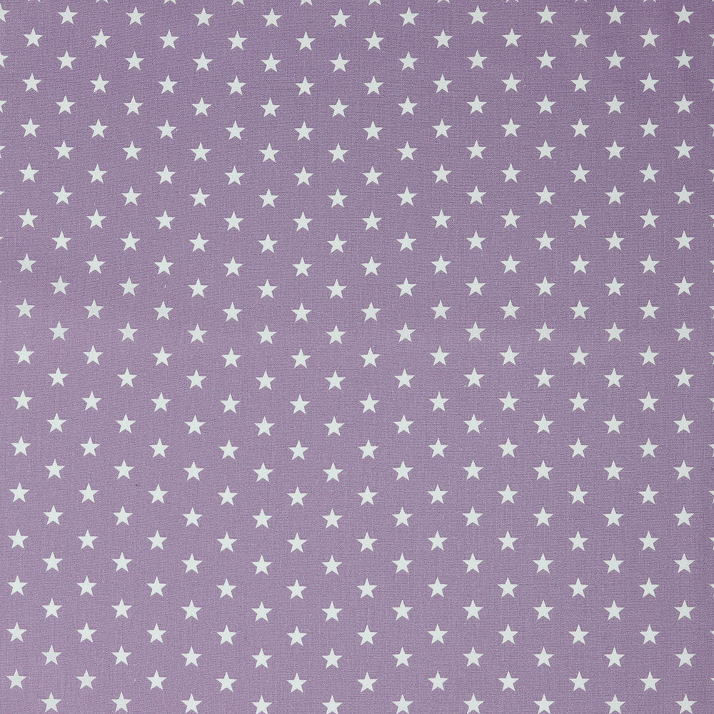 Flieder Baumwoll Popeline mit kleinen weißen Sternen (1 cm) aus 100 % Baumwolle für Kleidung, Accessoires und kreative Nähprojekte. Baumwoll Popeline Meterware