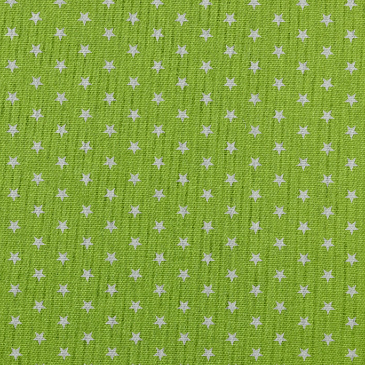 Apfelgrün Baumwoll Popeline mit kleinen weißen Sternen (1 cm) aus 100 % Baumwolle für Kleidung, Accessoires und kreative Nähprojekte. Baumwoll Popeline Meterware