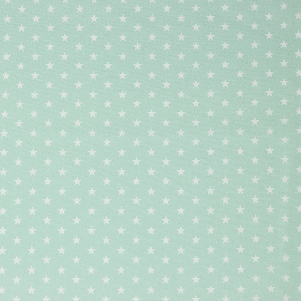 Mint Baumwoll Popeline mit kleinen weißen Sternen (1 cm) aus 100 % Baumwolle für Kleidung, Accessoires und kreative Nähprojekte. Baumwoll Popeline Meterware